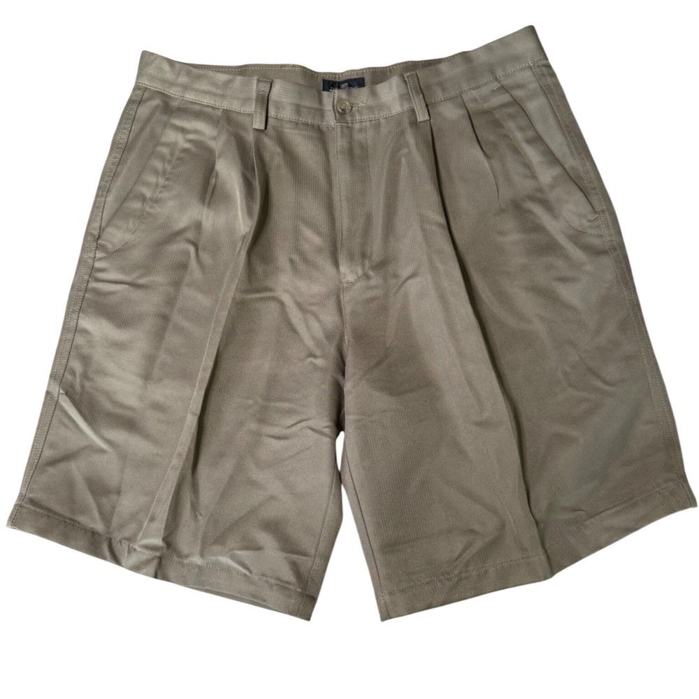 Dockers Golf Mens Double Pleated Relaxed Fit Shorts Taupe Brown W34